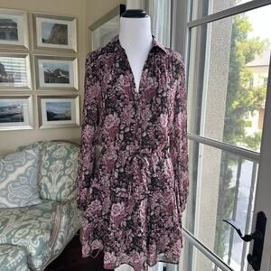 Paige Fernanda Silk Minidress Purple Floral Spring Size XS